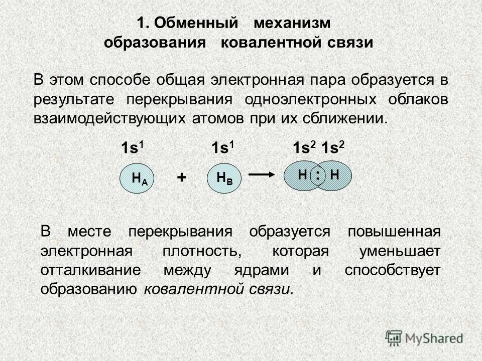 В результате ковалентной связи образуются