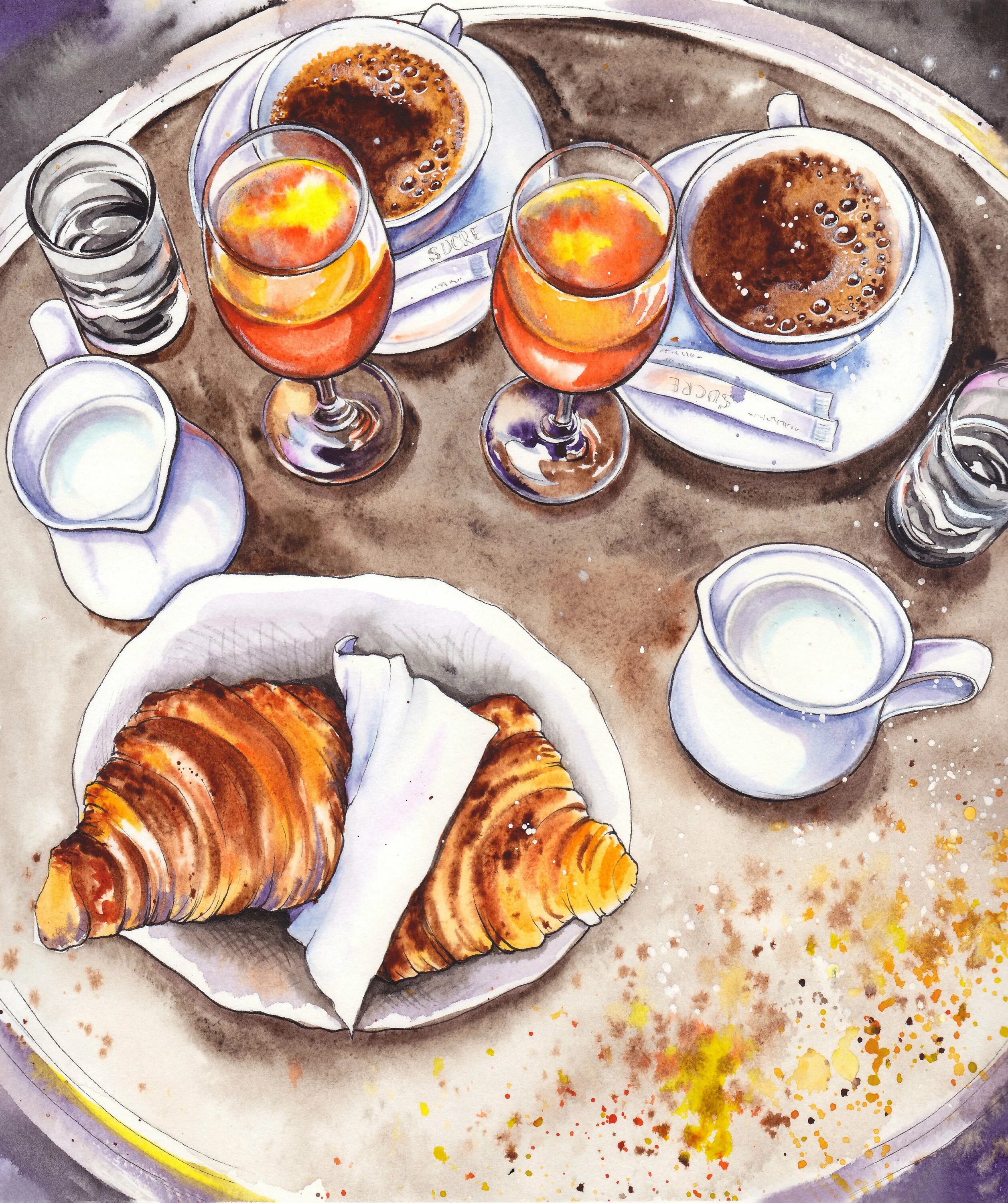 Завтрак акварель. Рисунки еды. Нарисовать завтрак. Скетчинг завтрак.