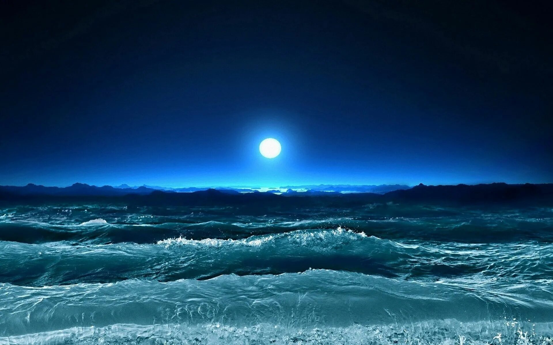 Ночное море. Ночь в море. Лунная ночь. Океан.