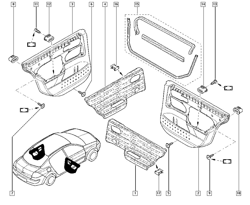 карты дверей рено меган 2