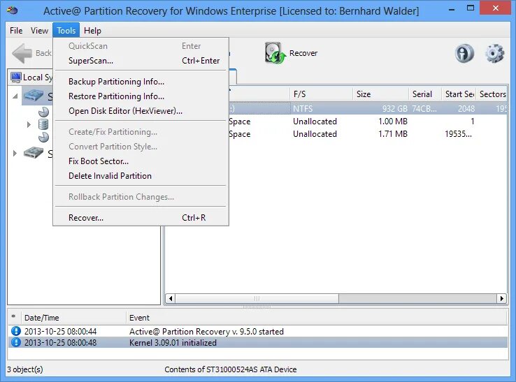 Active Partition Recovery. Active Partition Recovery Pro. Active Partition Recovery Boot Disk. Start kernel