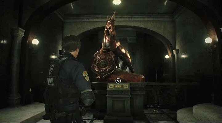 Статуя единорога в Resident Evil 2. Статуя единорога в Resident Evil 2 Remake. Статуя Resident Evil 2. Resident Evil 2 от статуй.