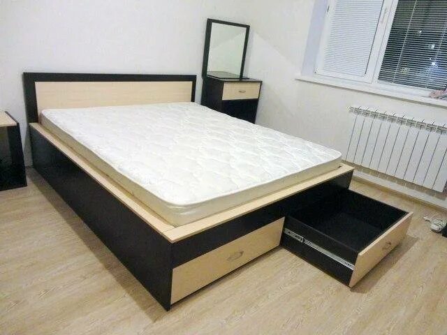 Кровати двуспальные лдсп фото Кровать НК-Мебель НИКОЛЬ Венге 160x200 купить за 6490 руб. в Москве в интернет