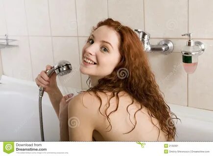 Taking a shower stock image. 