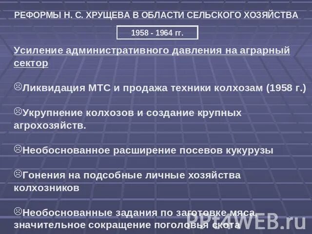 Военная реформа хрущева. Реформы Хрущева 1958-1964. Сельское хозяйство реформы Хрущева 1958 -1964. Реформы Хрущева в сельском хозяйстве.