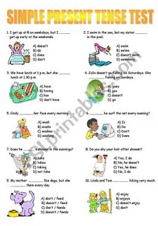 Present simple tense test