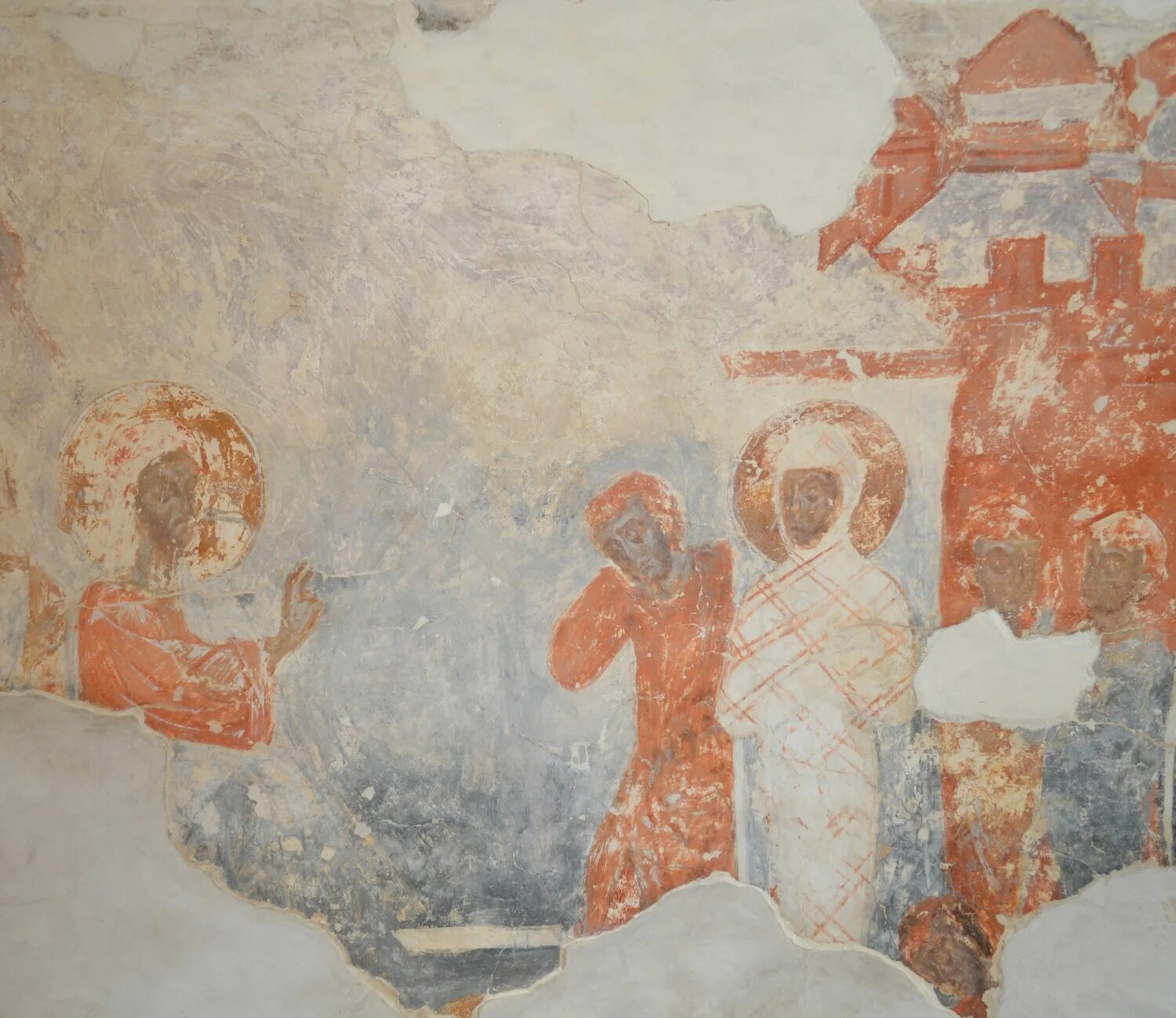 Рассматривая фрески почерневшие от времени. Фрески собора Снетогорского монастыря в Пскове (1313).. Фрески Снетогорского монастыря в Пскове.