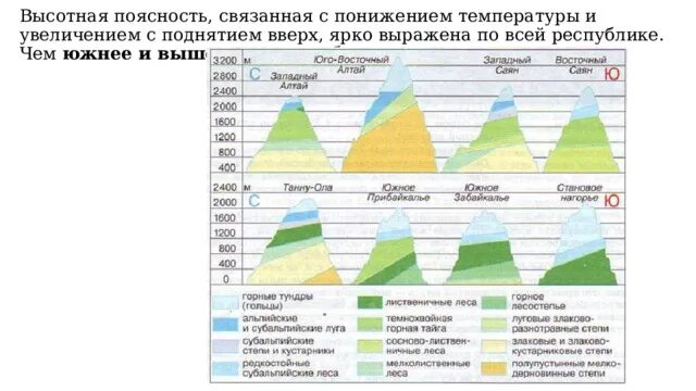 Природные зоны кавказских гор таблица. Высотная поясность гор Южной Сибири. Восточный Саян гора Высотная поясность. Высотная поясность Западного Алтая. Высотная поясность Алтая и Саян.