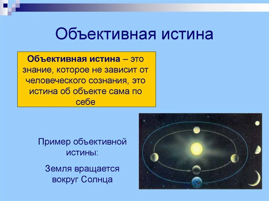 Субъективная истина знание. Объективная истина примеры. Объективность истины примеры. Примеробьективной истины. Примеры объективной истины в философии.