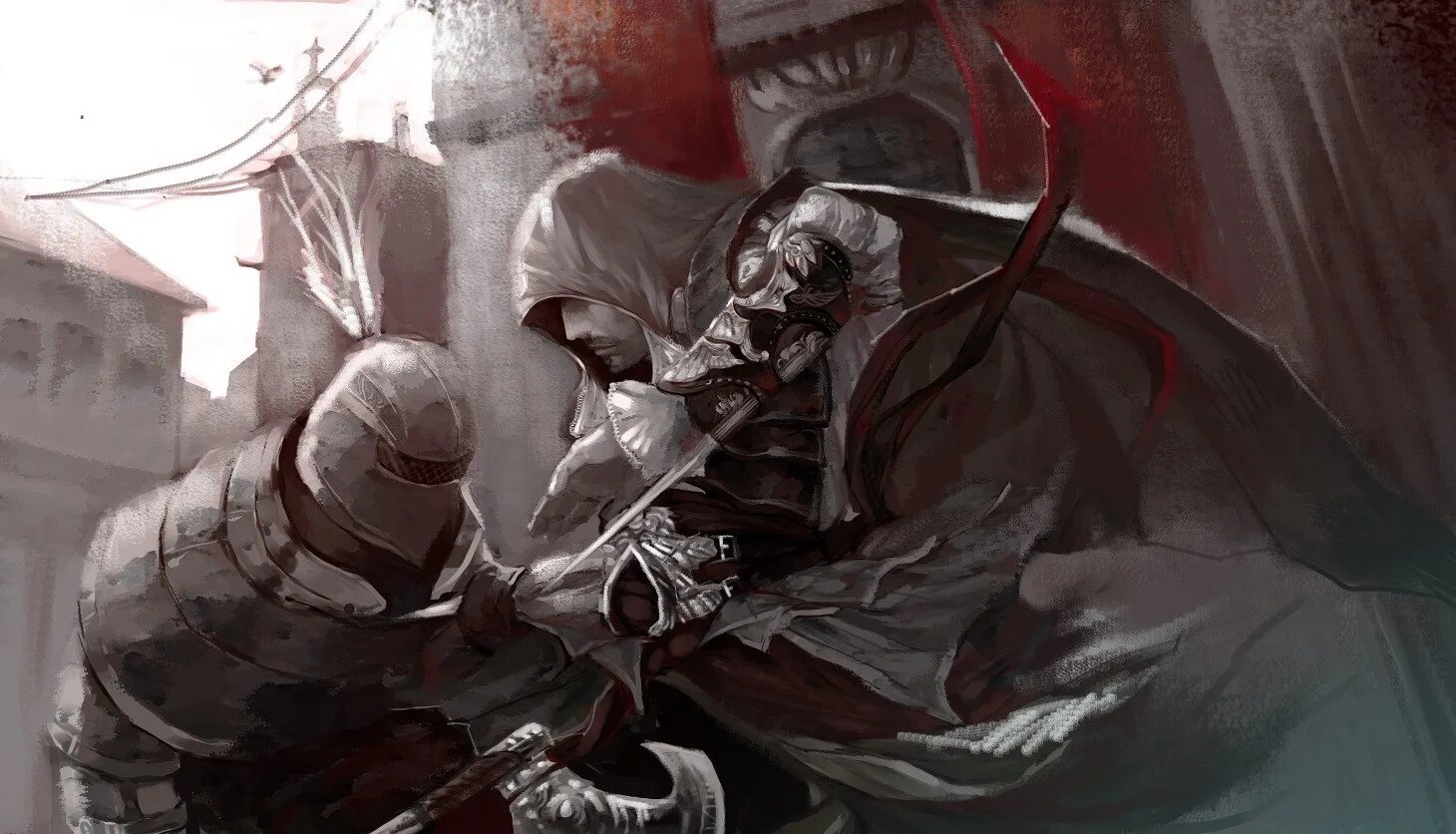Ассасин арт. Assassin&#039;s creed 2 art. assassin&#039;s creed эцио арт. ассасин крид 2 аниме. assassin&#039;s creed 2 арты.