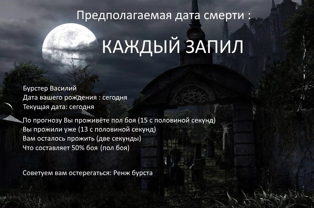 Дата смерти. Узнай дату своей смерти. Тест на дату смерти. Дата смерти по дате рождения. Читать про смерть