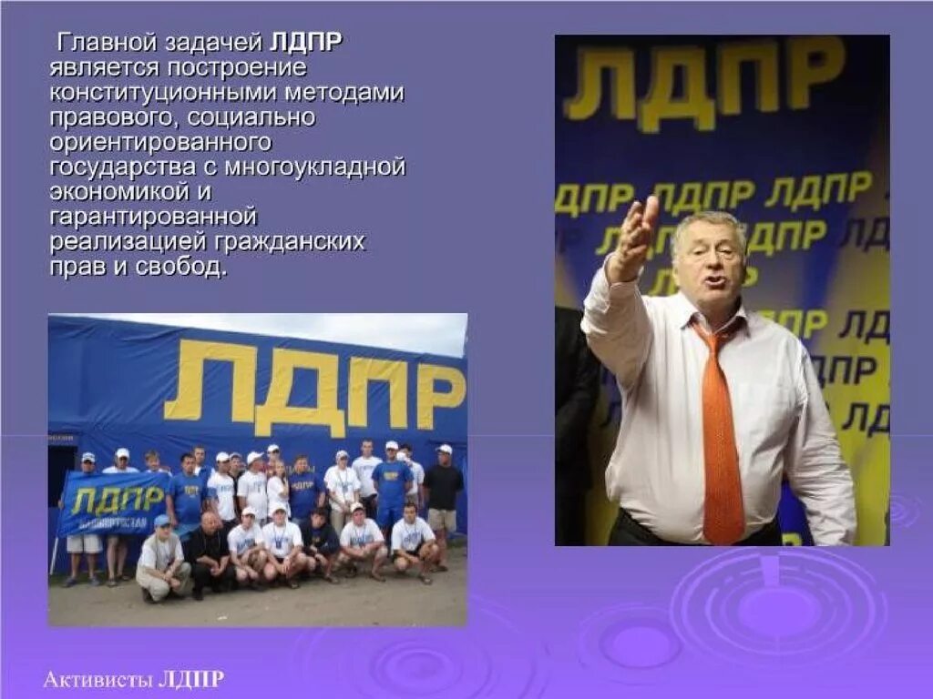 Что значит лдпр. ЛДПР Лидер 1990. Партия ЛДПР 1991. Партии России ЛДПР. ЛДПР презентация.