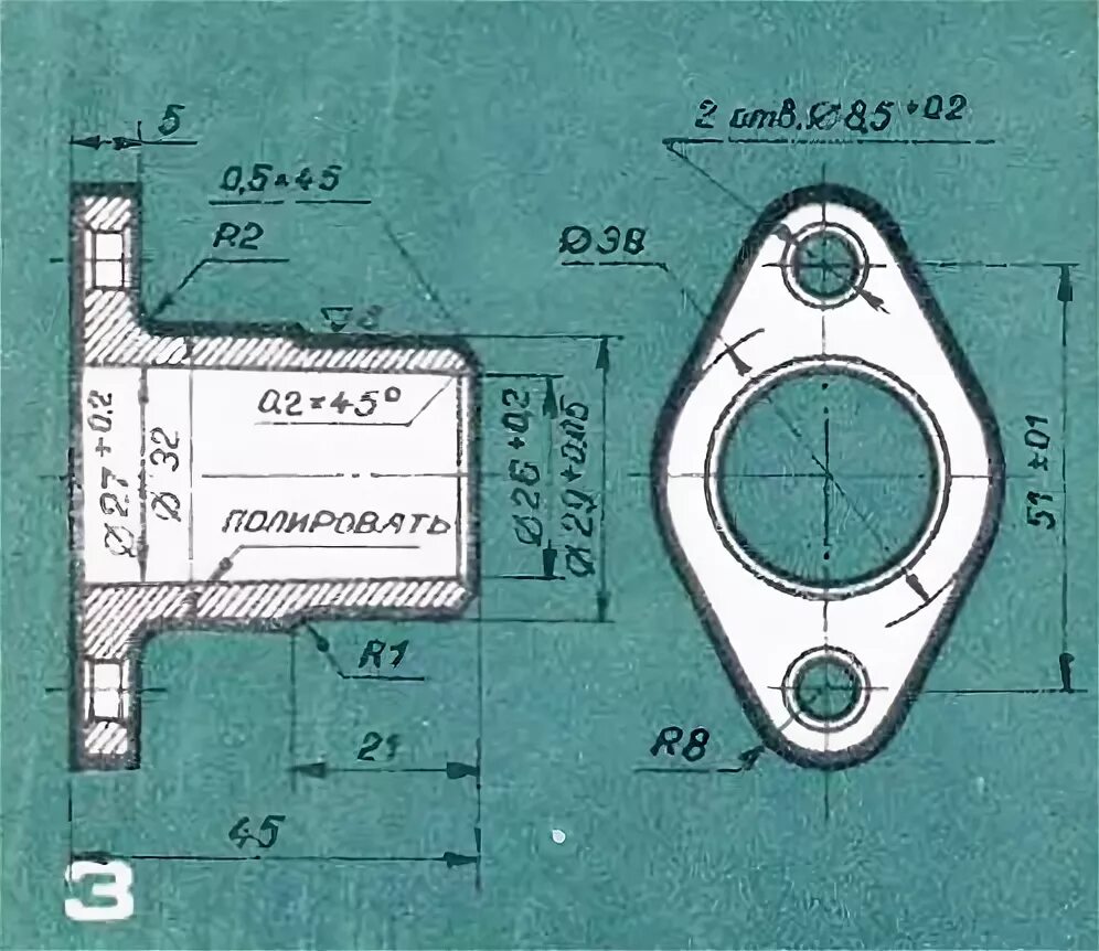 Фланец карбюратора к 65 и. Переходник карбюратора ИЖ Юпитер 5. Чертеж фланца карбюратора к65. Чертеж переходника для карбюратора Ява 634.