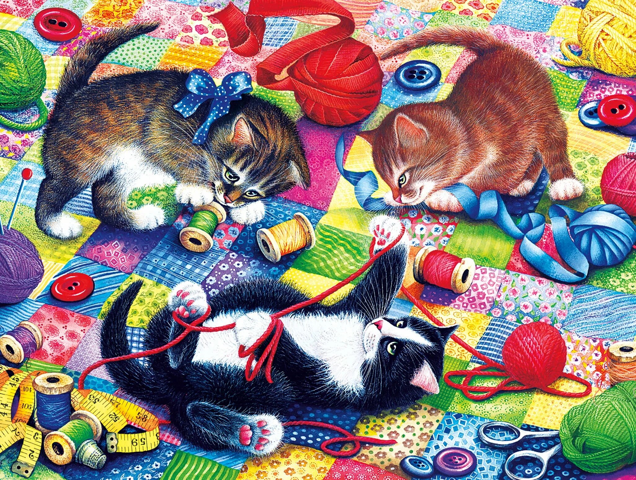 Кошка мама играть. Котёнок и клубок. Картины с кошками. Пазлы котята и клубок. Кот с клубком.