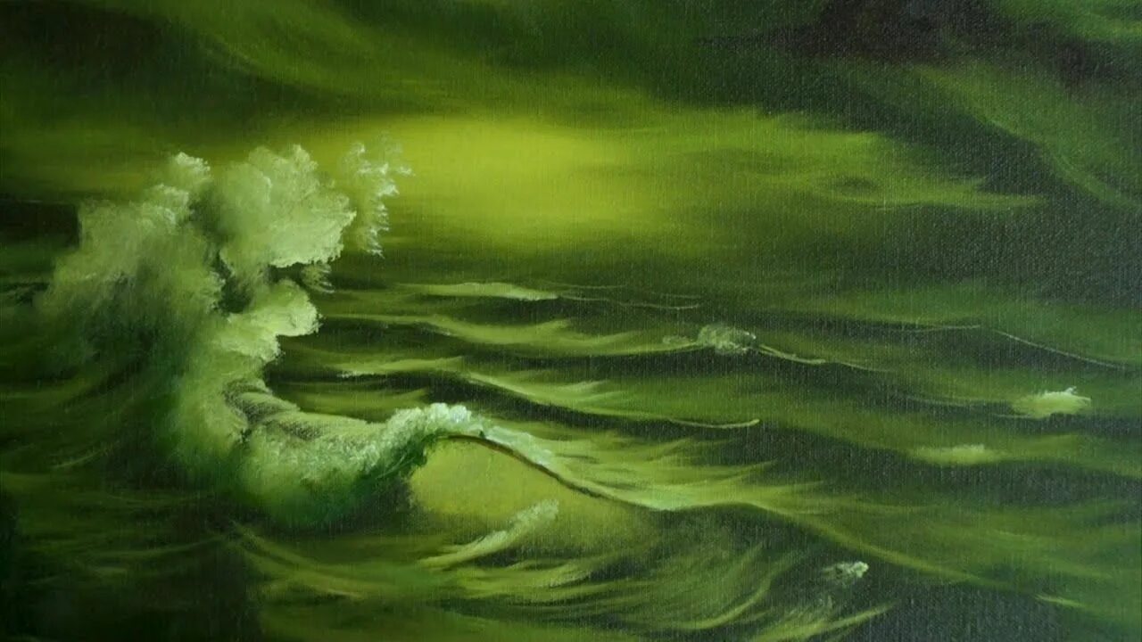 Краски море текст. Зеленое море арт. светло зеленое море. светлое зелёное море. живопись зеленые волны.