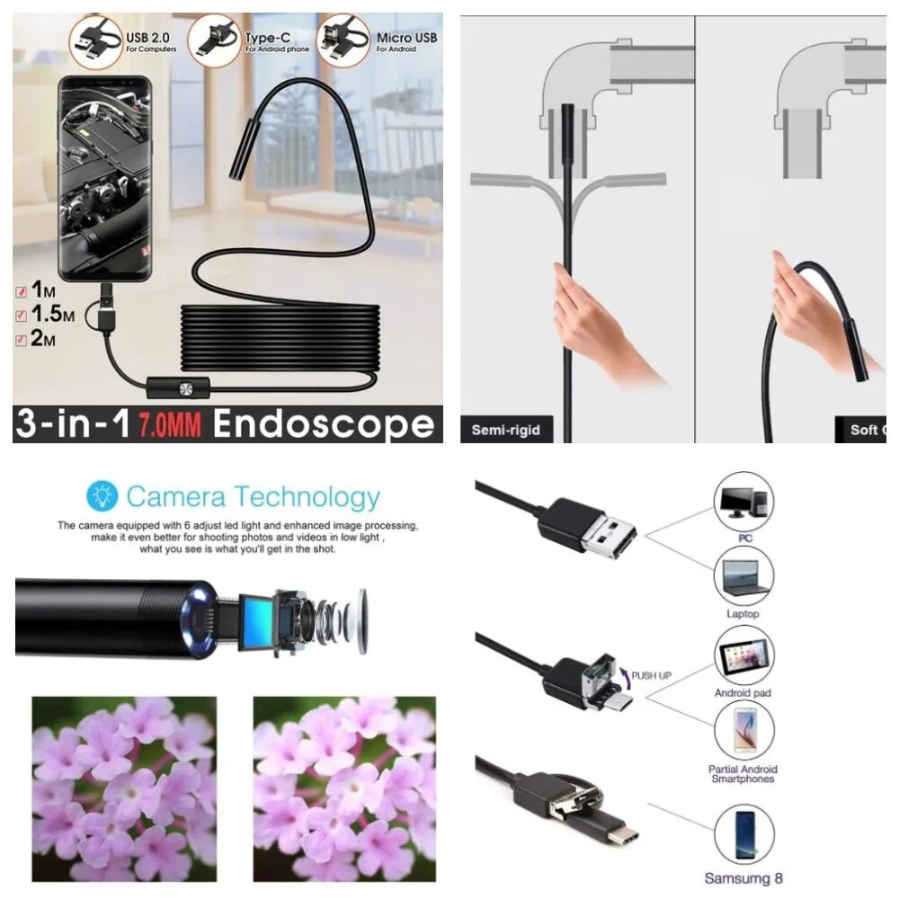 гибкий эндоскоп usb, 1 м, android/pc. камера эндоскоп usb endoscope 1,5 м. Heimann камера эндоскоп. эндоскоп с алиэкспресс с экраном. эндоскоп для смартфона с подсветкой водонепроницаемый.