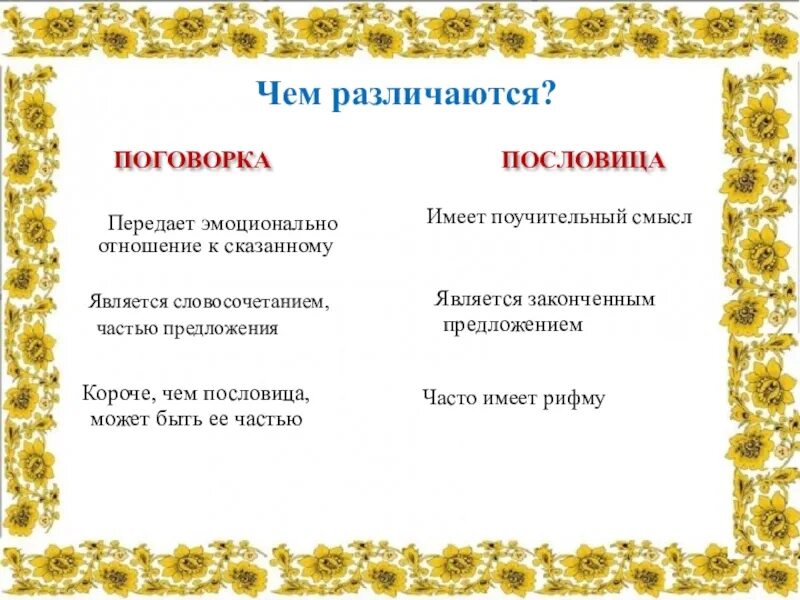 Как определить поговорку. Пословица и поговорка отличие. Чем отличается пословица от поговорки. Различие пословиц и поговорок. Разница пословицы от поговорки.