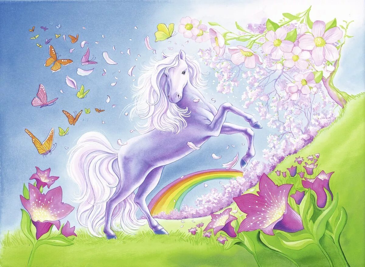 Кони сказки девочку. Сказочный Единорог. Сказочные лошади. Сказочный конь. Волшебная лошадка рисование.