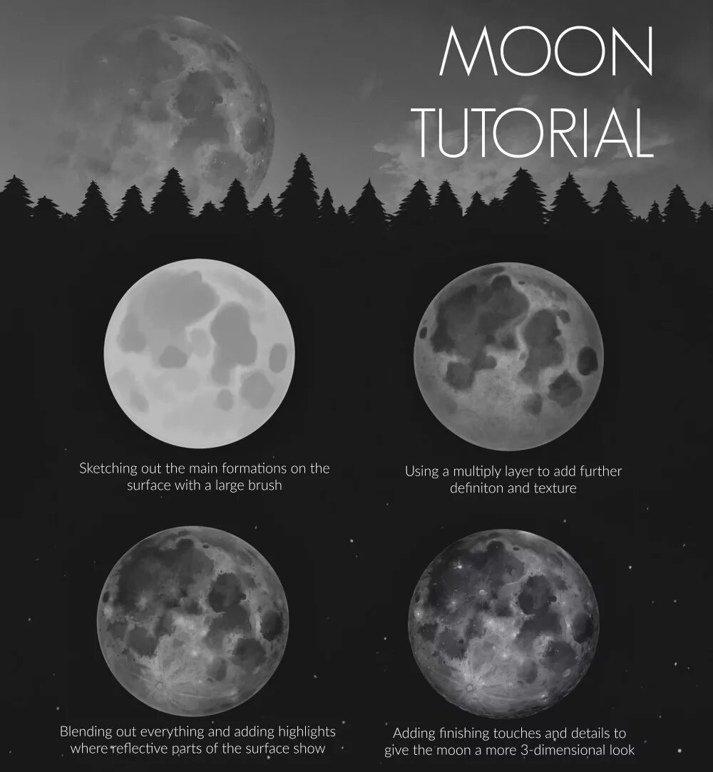 Moon correct moon. Луна туториал по рисованию. Луна в САИ. Луна референс. Луна рисунок.