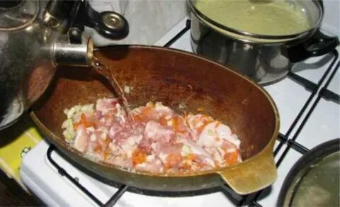Гречка с курицей на плите