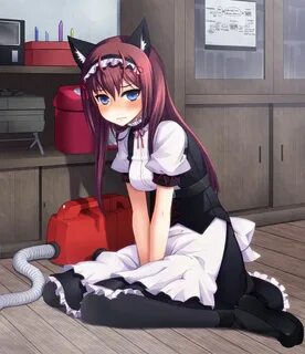 blushing, , maid, , cat ears, , neko, , maid costume Девочка Манга, Девушки Из ...