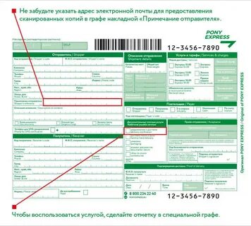 Отправитель указывает в накладной