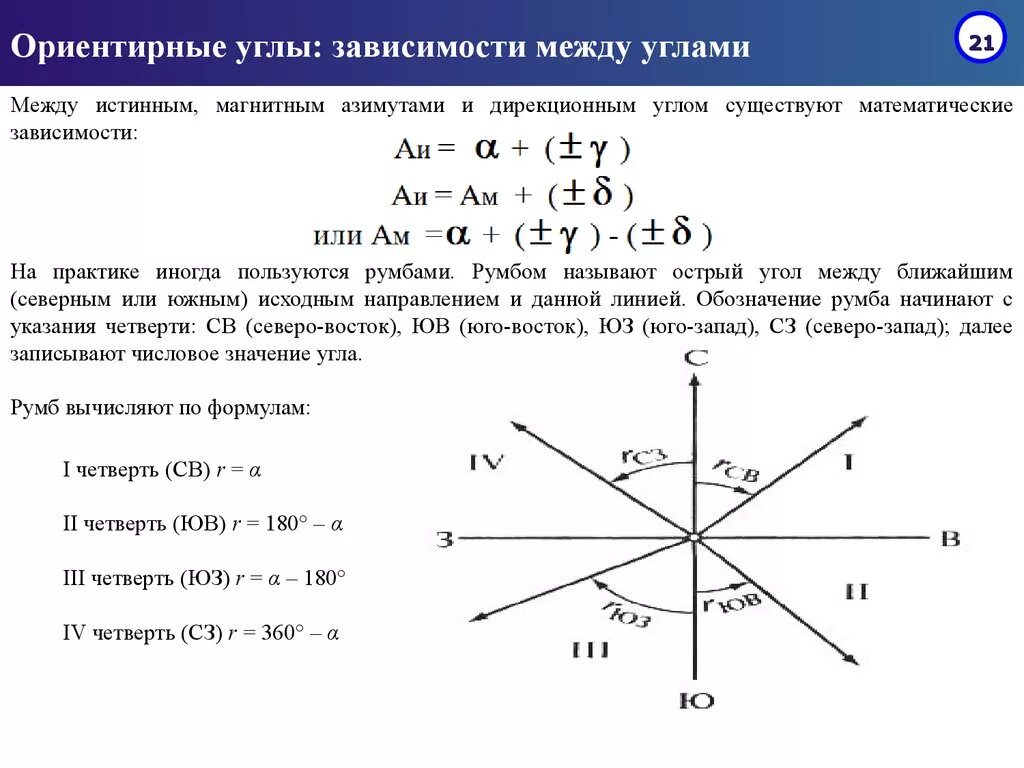 Взаимосвязь между румбами и дирекционными углами. Зависимость между дирекционными углами и румбами Азимут геодезия. Связь между азимутами и дирекционными углами. Связь между истинными и магнитными азимутами дирекционными углами. Направление ш