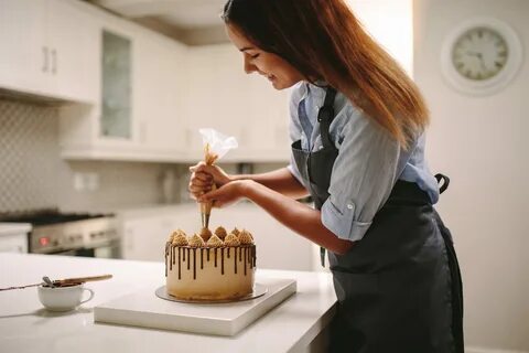 She is baking
