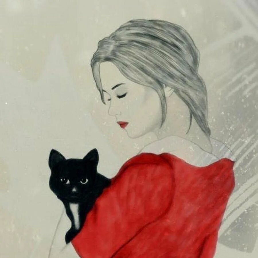 Девочка рисует котика. Девочка рисует котика