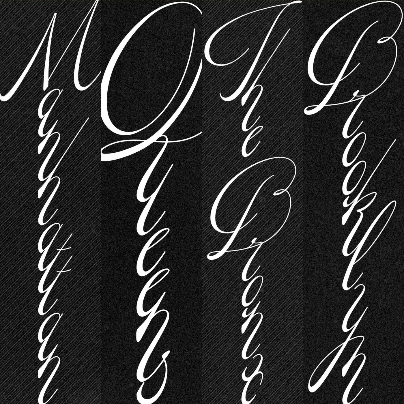 Vertical font. Font with Vertical 1. Falling script