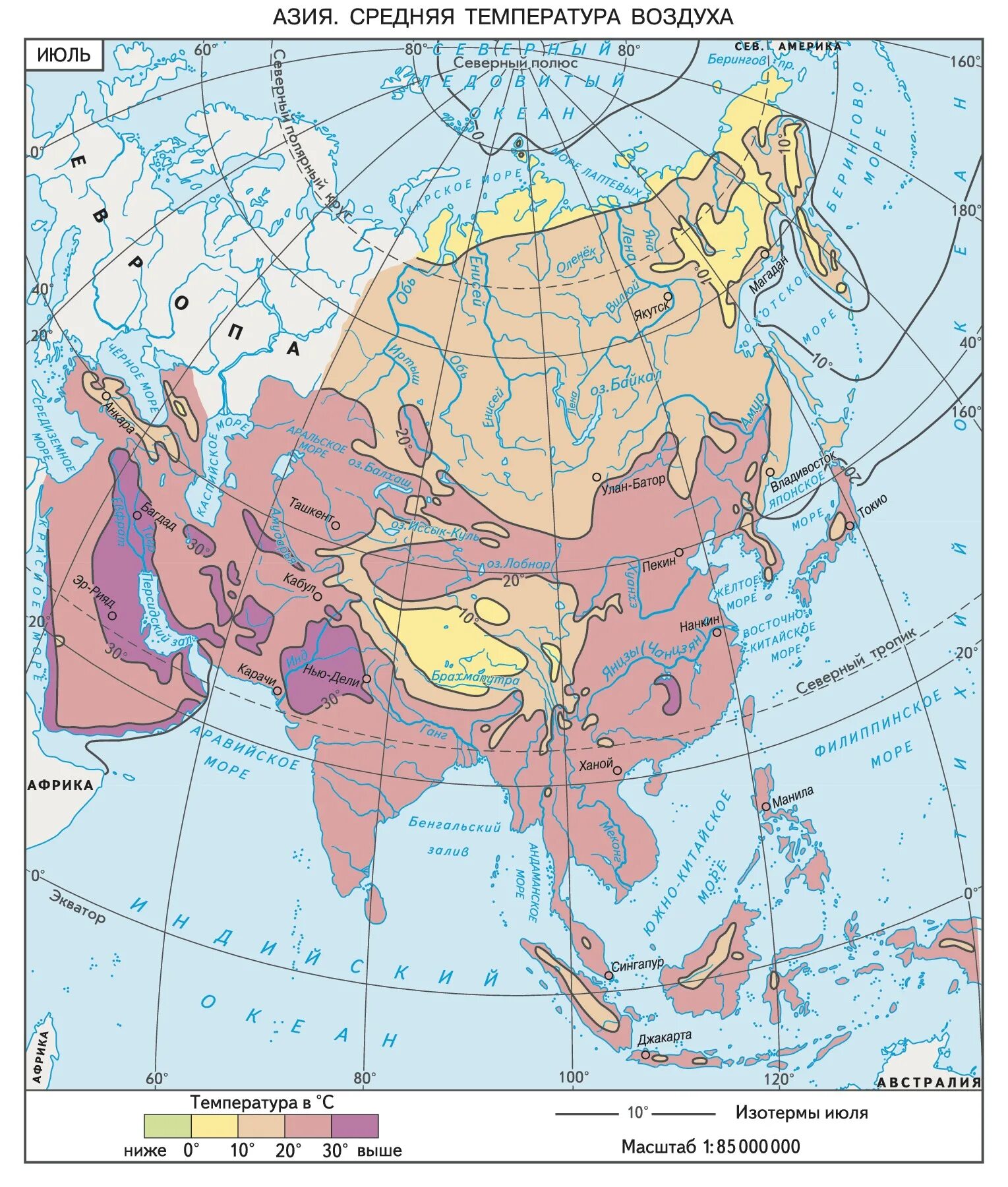 Температура января в евразии. Климатическая карта Юго-Восточной Азии. Климатическая карта средней Азии. Климатическая крата Юго Восточной Азии. Климатическая карта зарубежной Азии.
