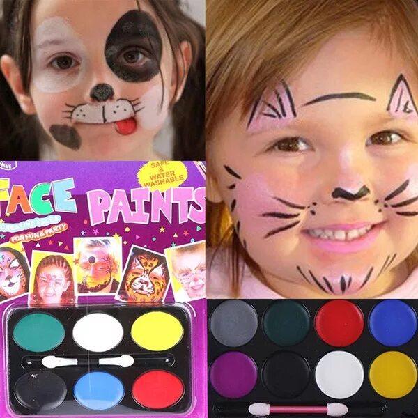 Face paint перевод. Краски для лица. Краски для грима. Краски на лице детские. Аквагрим краски.