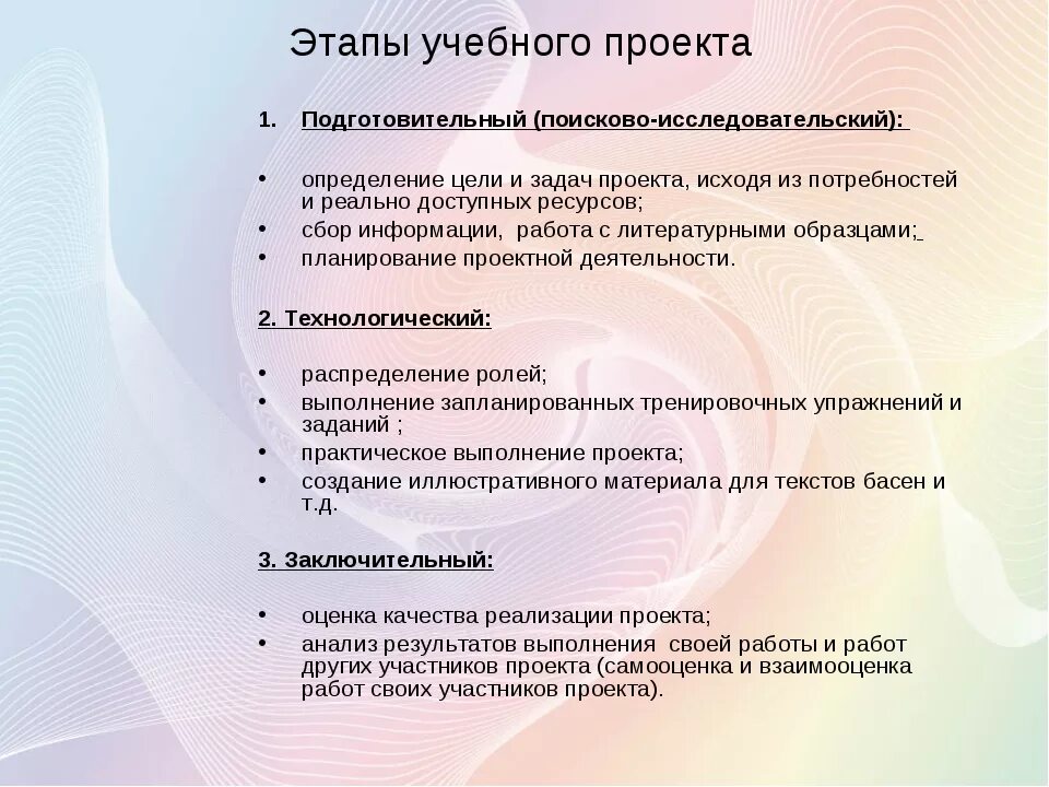 Поисково исследовательский этап творческого проекта