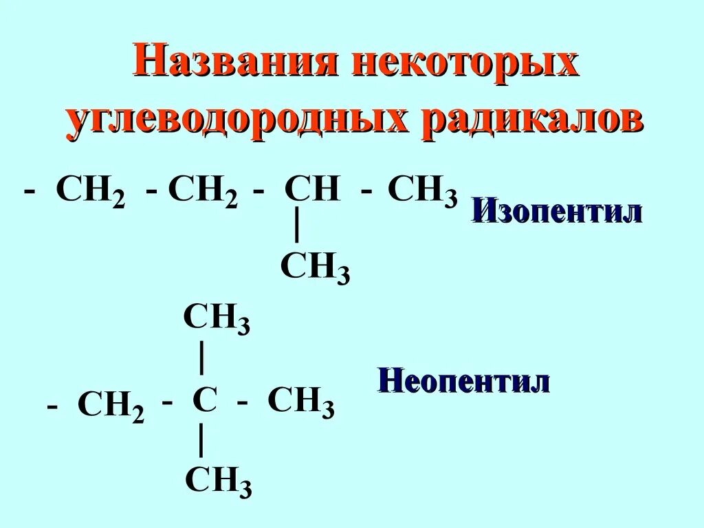 Получение радикалов. Названия разветвленных радикалов. Изопентил. Пентил изопентил. Изопентил формула радикала.