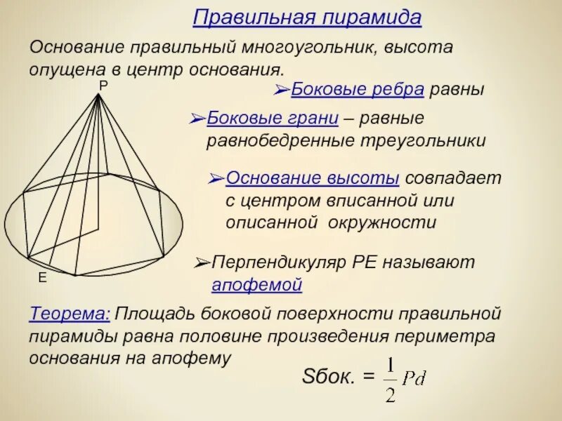 Центр основания правильного многоугольника