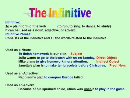 Infinitive sentences examples