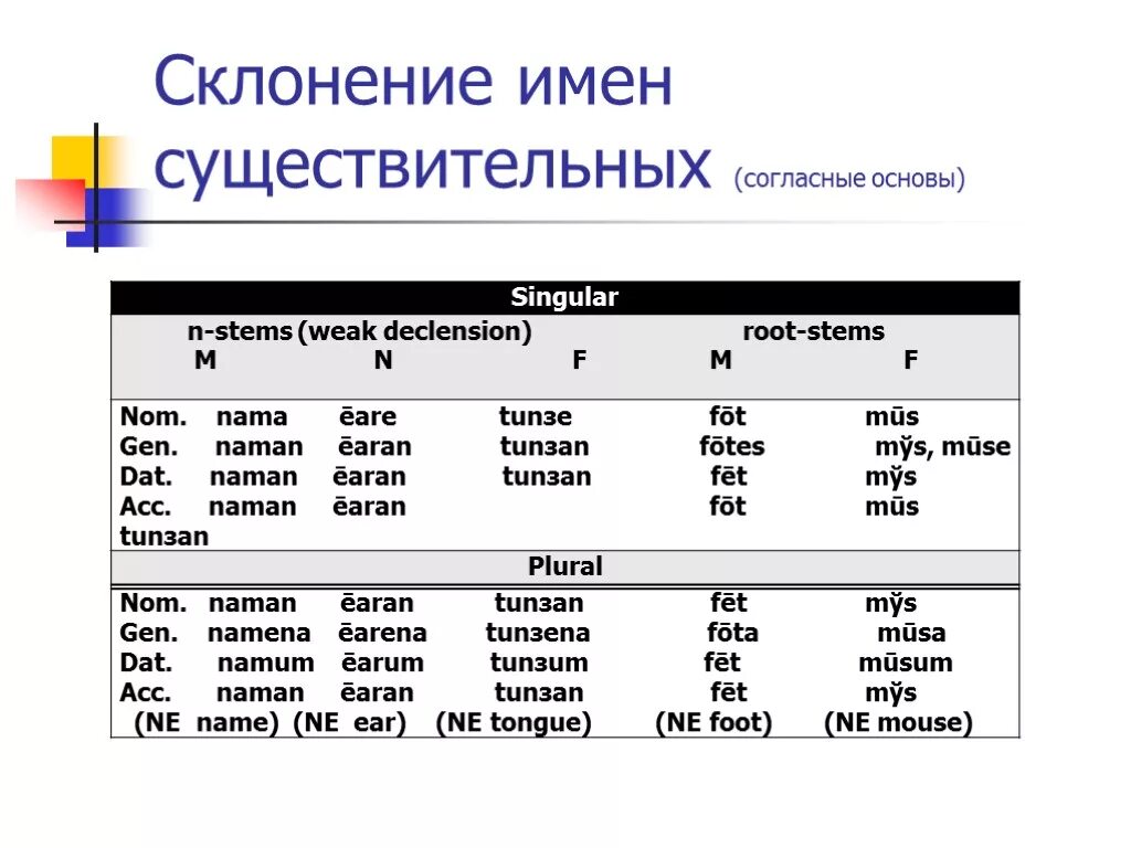 Склонение слова родственные. Склонение. Склонение существительных в английском. Склонение существительных в древнеанглийском языке. Тип склонения существительных в древнеанглийском.