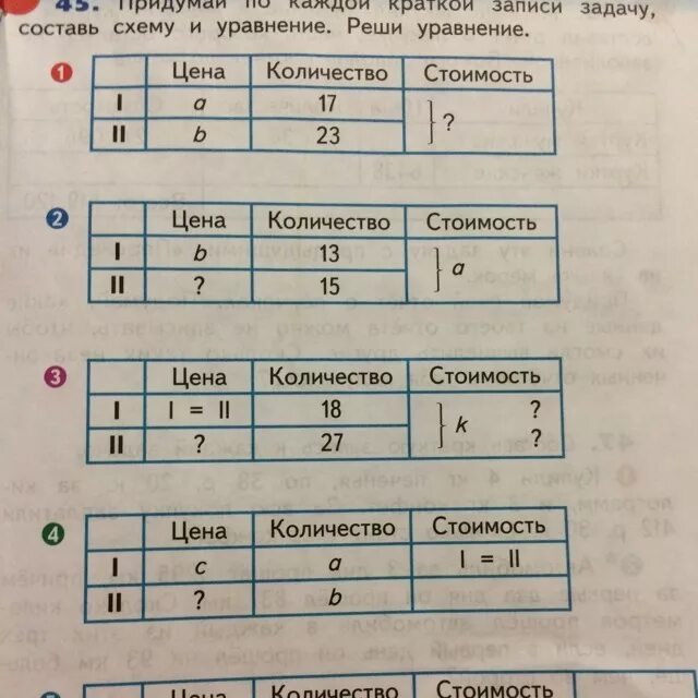 Краткая запись таблицей 3 класс