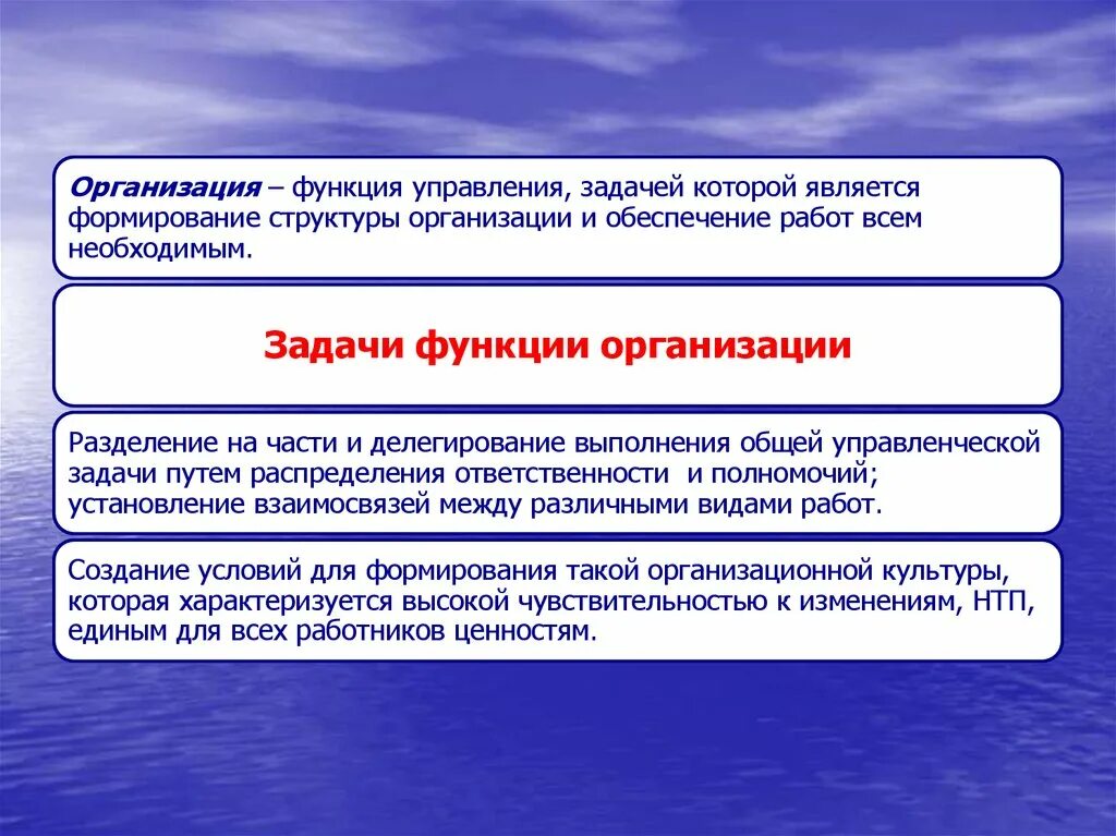 Задачи управления функционированием организации