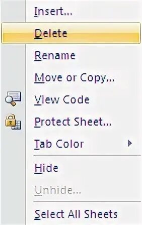Delete sheet. Delete sheet