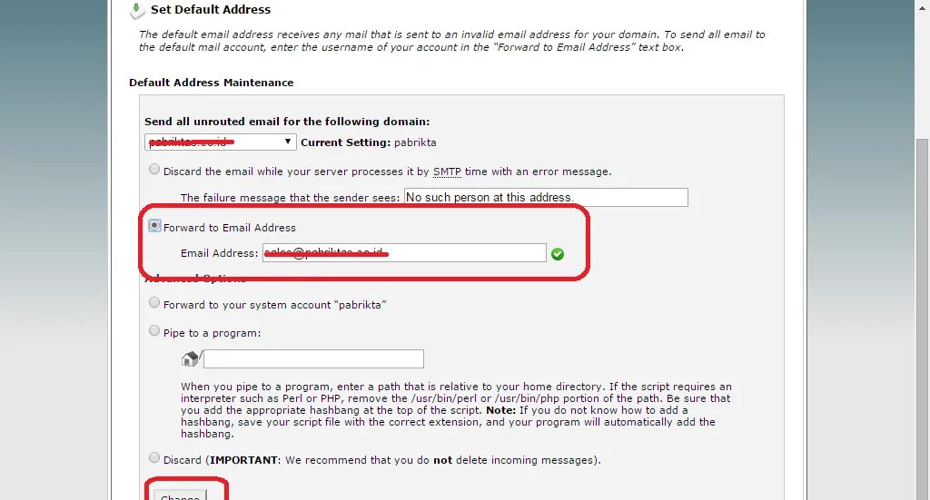 Default email from. Default email address exchange.