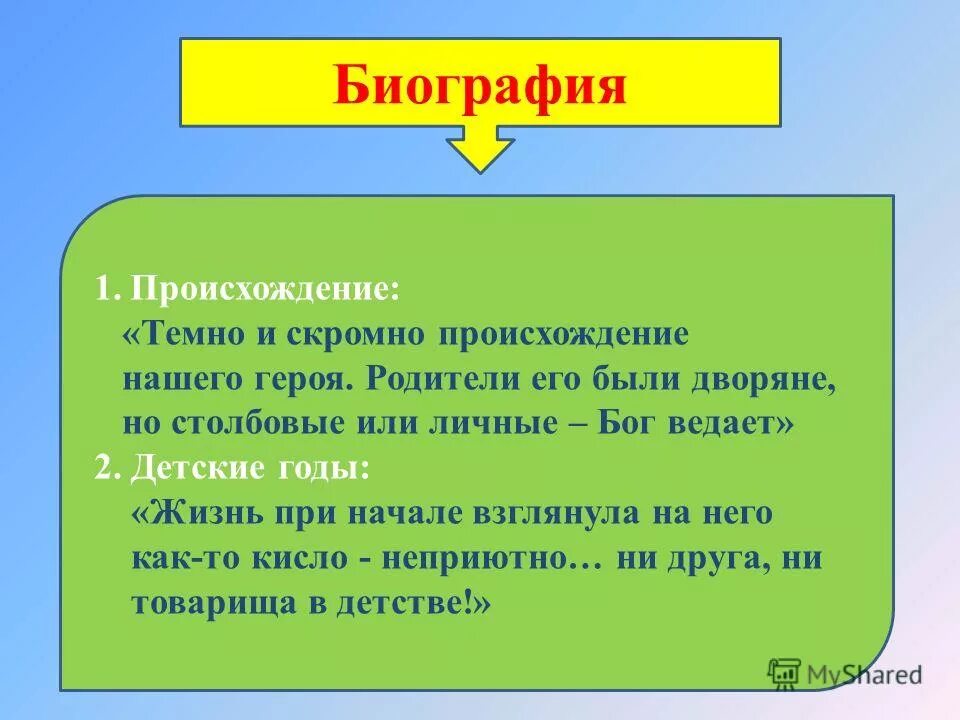 Темно и скромно происхождение нашего героя