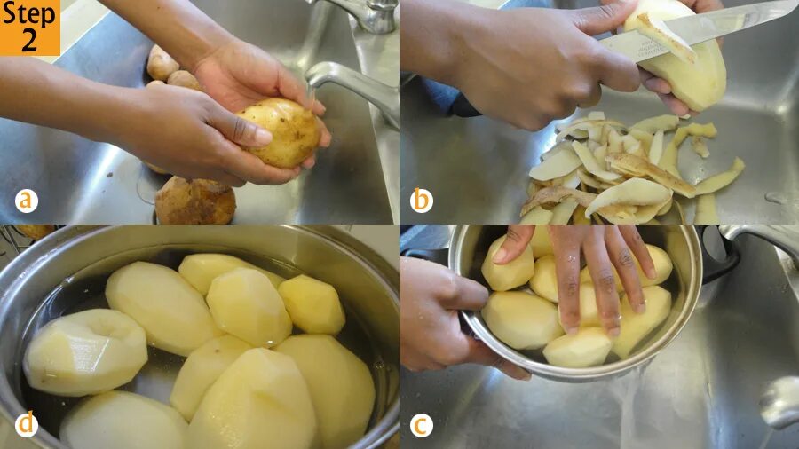 Картошку положить. Чистка вареного картофеля. помыть картошку. очищенный картофель промывают. вымыть очищенный картофель.