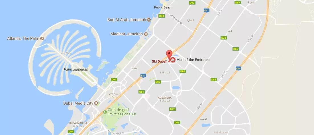 Карта Дубай 2022. Пляж Меркато на карте Дубая. Золотой рынок в Дубае на карте.