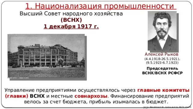 Высший совет народного хозяйства (ВСНХ). 1917. Рыков ВСНХ. Главки ВСНХ. ВСНХ 1917. Всероссийский совет народного хозяйства