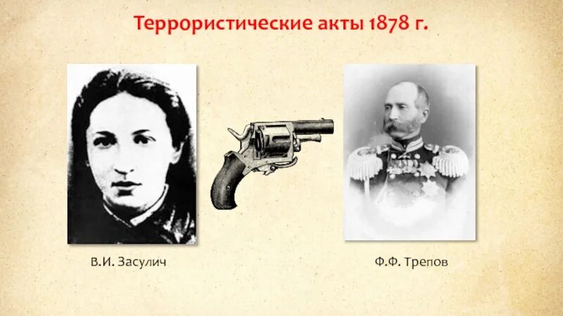 Покушение на ф ф трепова. 1878 Засулич. Выстрел веры Засулич в Петербургского градоначальника ф ф Трепова.