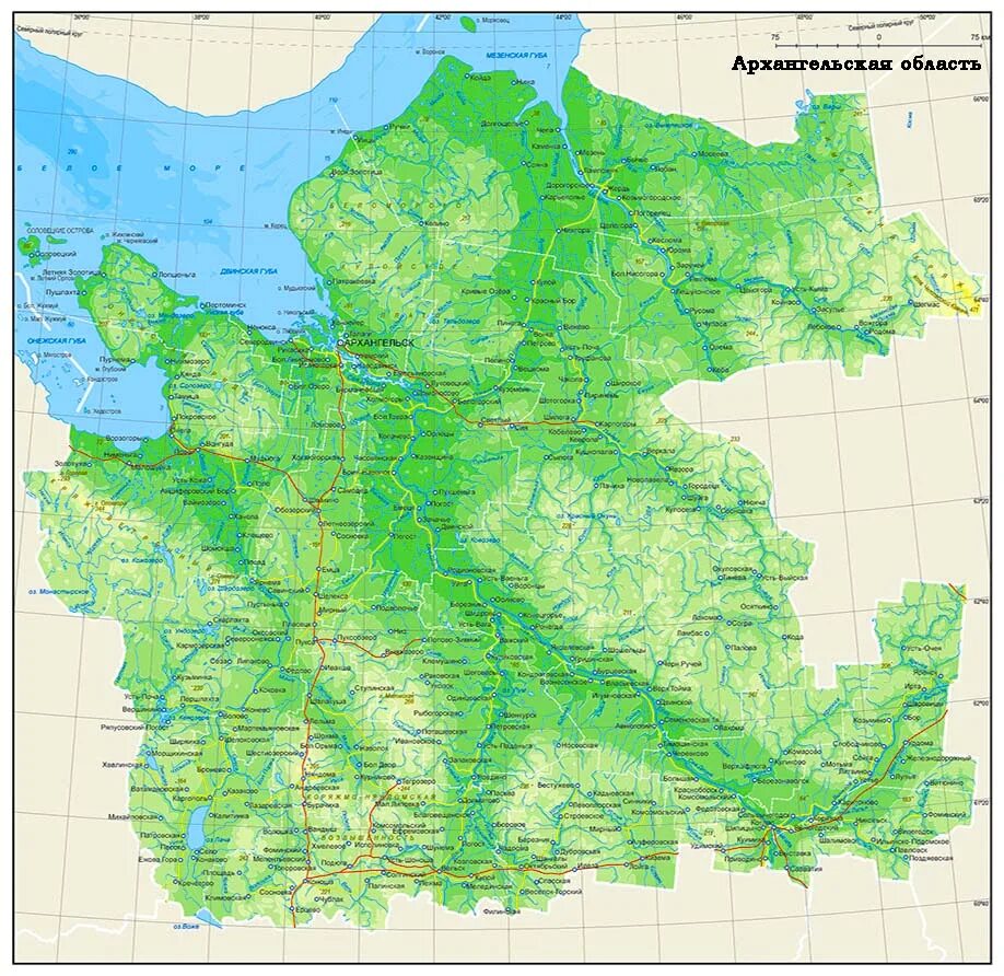 Географическая карта архангельской области. Географическая карта архангельской области. Карта архангельской губернии. Физическая карта архангельской области. Карта архангельской области с городами и поселками подробная.