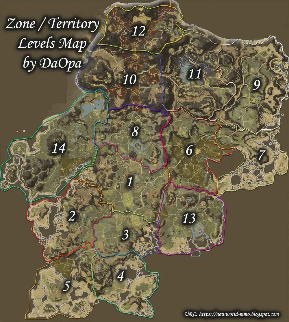 Карта ММО 200 территорий. Leveling zones