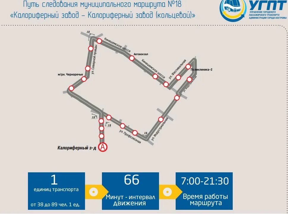 18 маршрутка карты. Схема движения автобусов в Костроме. Маршрут 18 автобуса Кострома. 18 Маршрут Кострома. Маршрут автобуса номер 18.