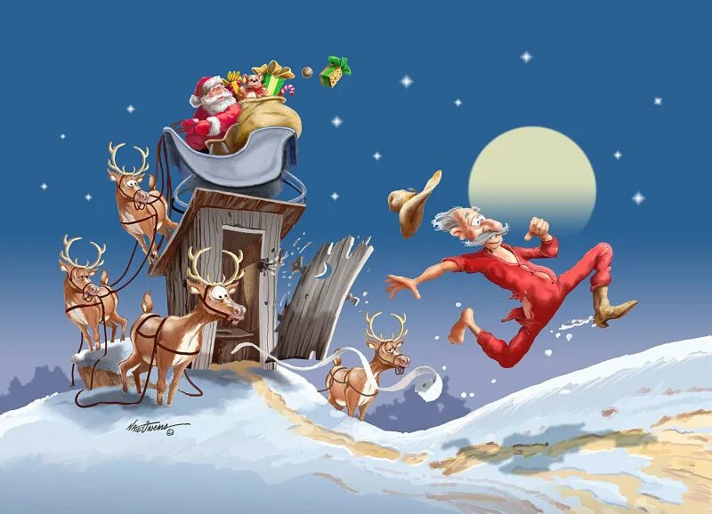 С рождеством юмор. Новый год сказочный праздник. Иллюстрации новогодние современные. Прикольные открытки с новым годом. Забавное рождество.